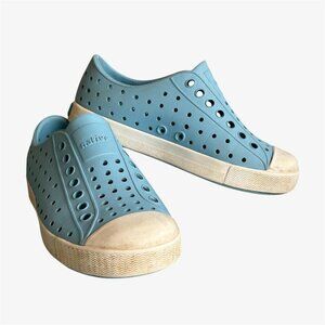 Native Jefferson Kids Size 11 Sky Blue/Shell White Toddler Girl Sneaker